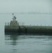 女木島 鬼が島　の鬼さんとカモメ