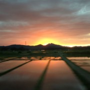 夕映えの筑波山